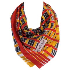 Used Yves Saint Laurent Graphic Cotton Scarf