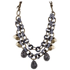 Tory Burch Metallic Doppelkette Diamanté Tränen Halskette