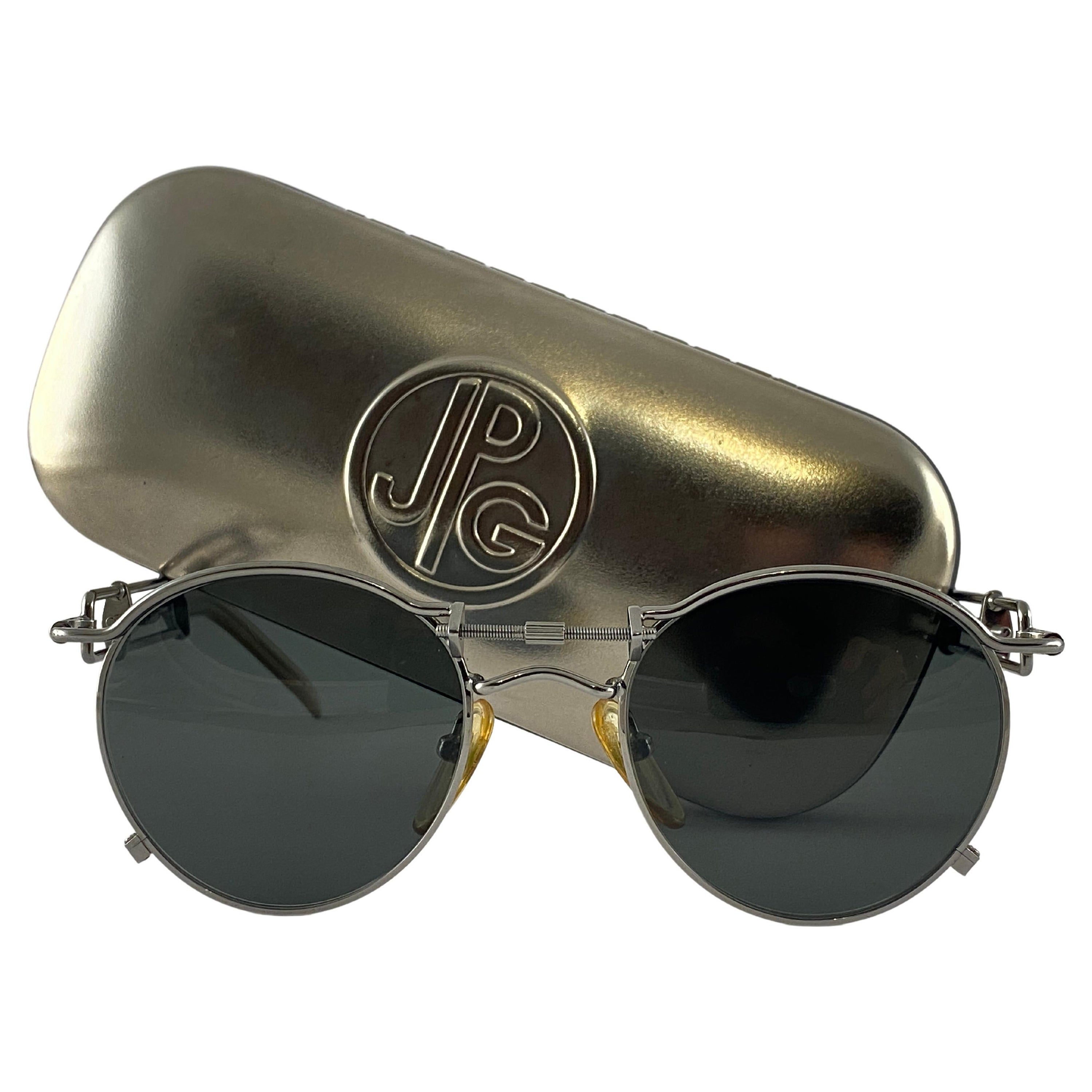 Vintage Jean Paul Gaultier 56 0174 Round Grey Lens 1990's Sunglasses Japan For Sale
