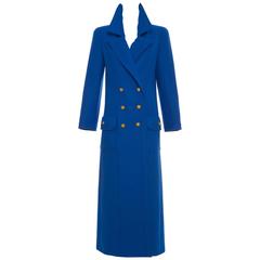 Vintage Chanel Royal Blue Wool Double - Breasted Coat Maison Gripoix Buttons, Fall 1996
