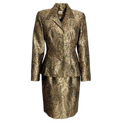 Abito in broccato di seta Naeem Khan 2 pezzi, giacca e gonna Paisley Neiman Marcus taglia 8