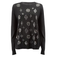 Escada Women's Escada Sport Black Fine Knit Crystal Embellished Sweater