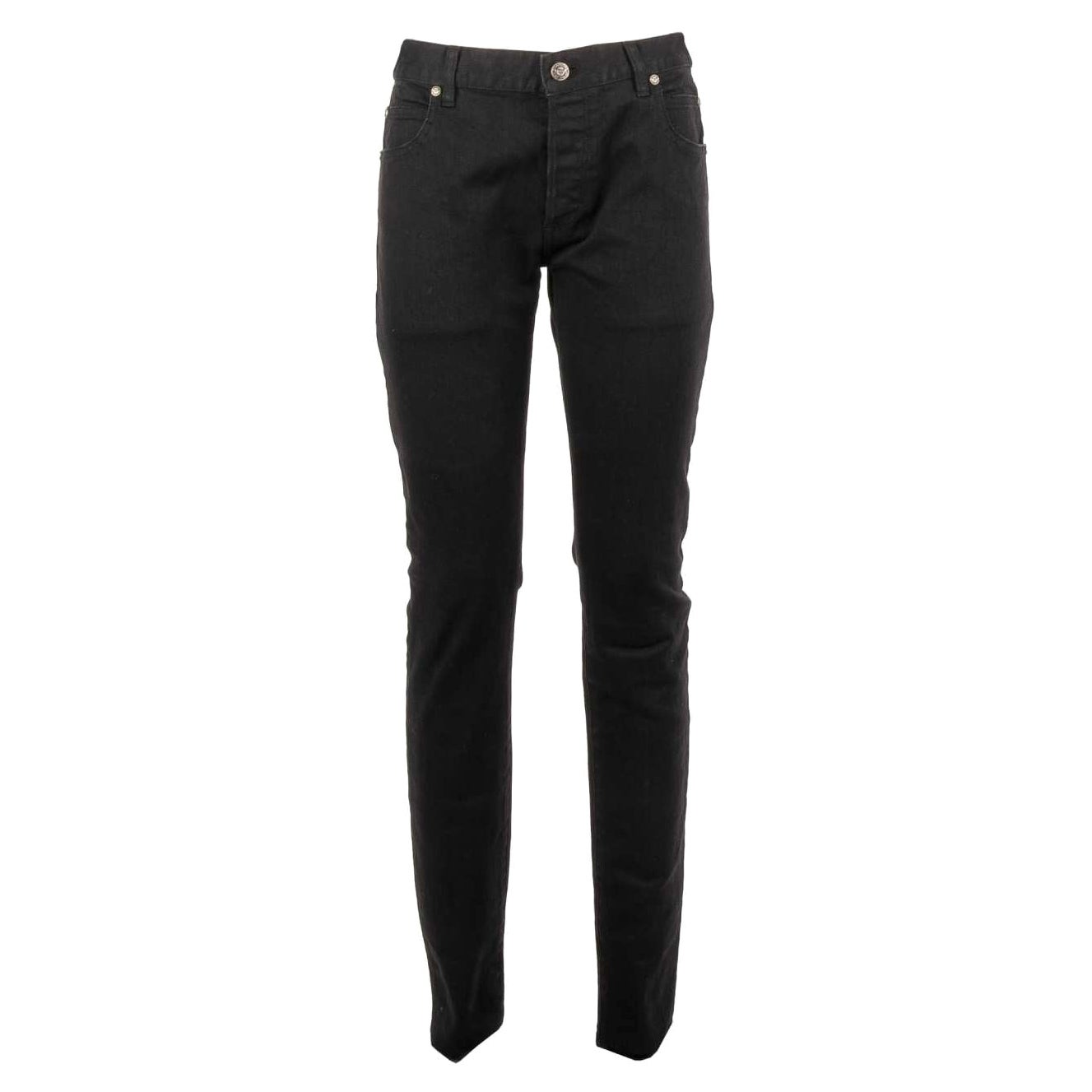 Balmain - 6-Pockets Jeans SLIM with Logo Texture Black 30 For Sale