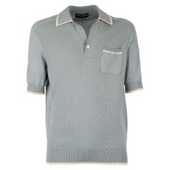 Dolce & Gabbana - Silk Cotton Polo Shirt T-Shirt Blue White 48 38 M