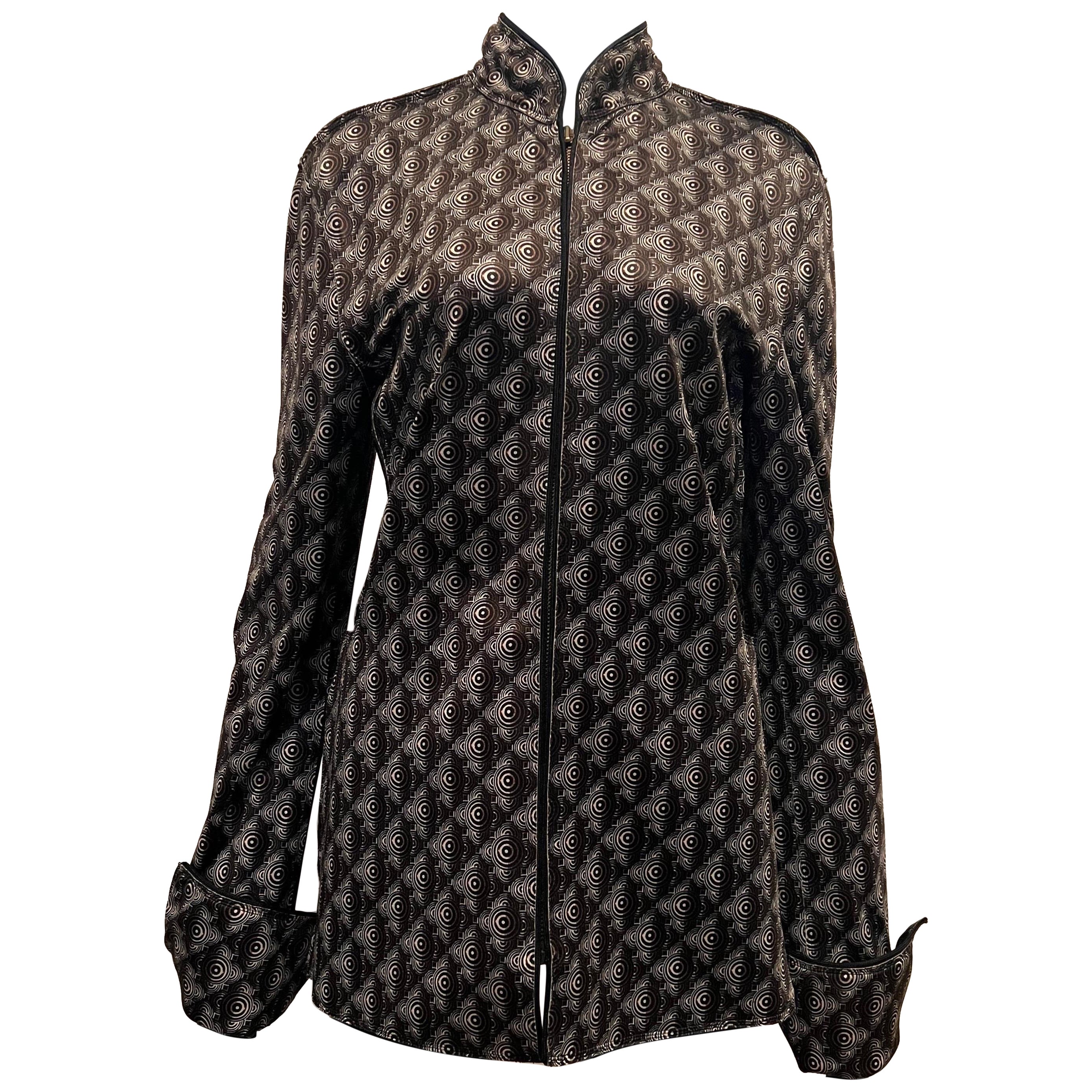 Vintage 1980’s patterned Jean Paul Gaultier Femme zip up jacket For Sale