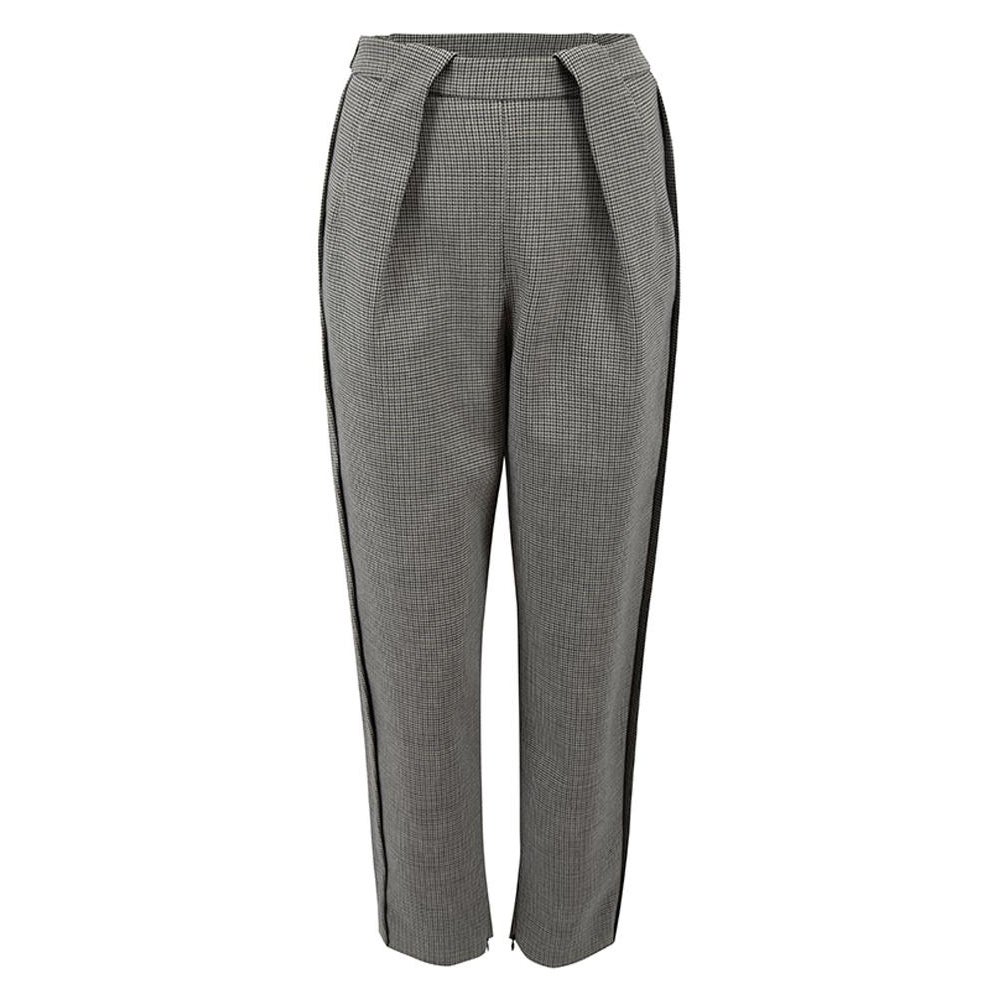 Balenciaga Women's Grey Houndstooth Straight Leg Trousers