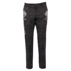 D&G - Virgin Wool Trousers with Flowers, Crown and Bee Embroidery Black 44