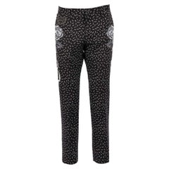 D&G - Pantalon en laine vierge avec broderie de fleurs, de couronne et d'abeilles noires 44