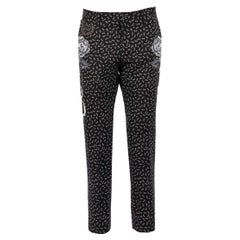 D&G - Virgin Wool Trousers with Flowers, Crown and Bee Embroidery Black 48