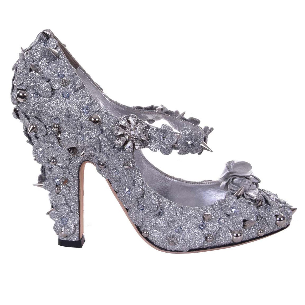 Dolce & Gabbana - Glitter Mary Jane Pumps COCO Silver EUR 36 For Sale