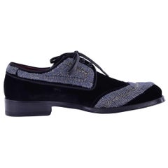 Dolce & Gabbana - Velvet Embroidered Derby Shoes SASSARI Black Silver EUR 41
