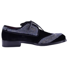 Dolce & Gabbana - Velvet Embroidered Derby Shoes SASSARI Black Silver EUR 44