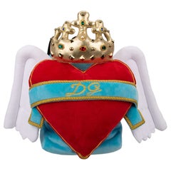 D&G - Unisex Velvet Heart Angel Backpack with Crystals Crown Red White