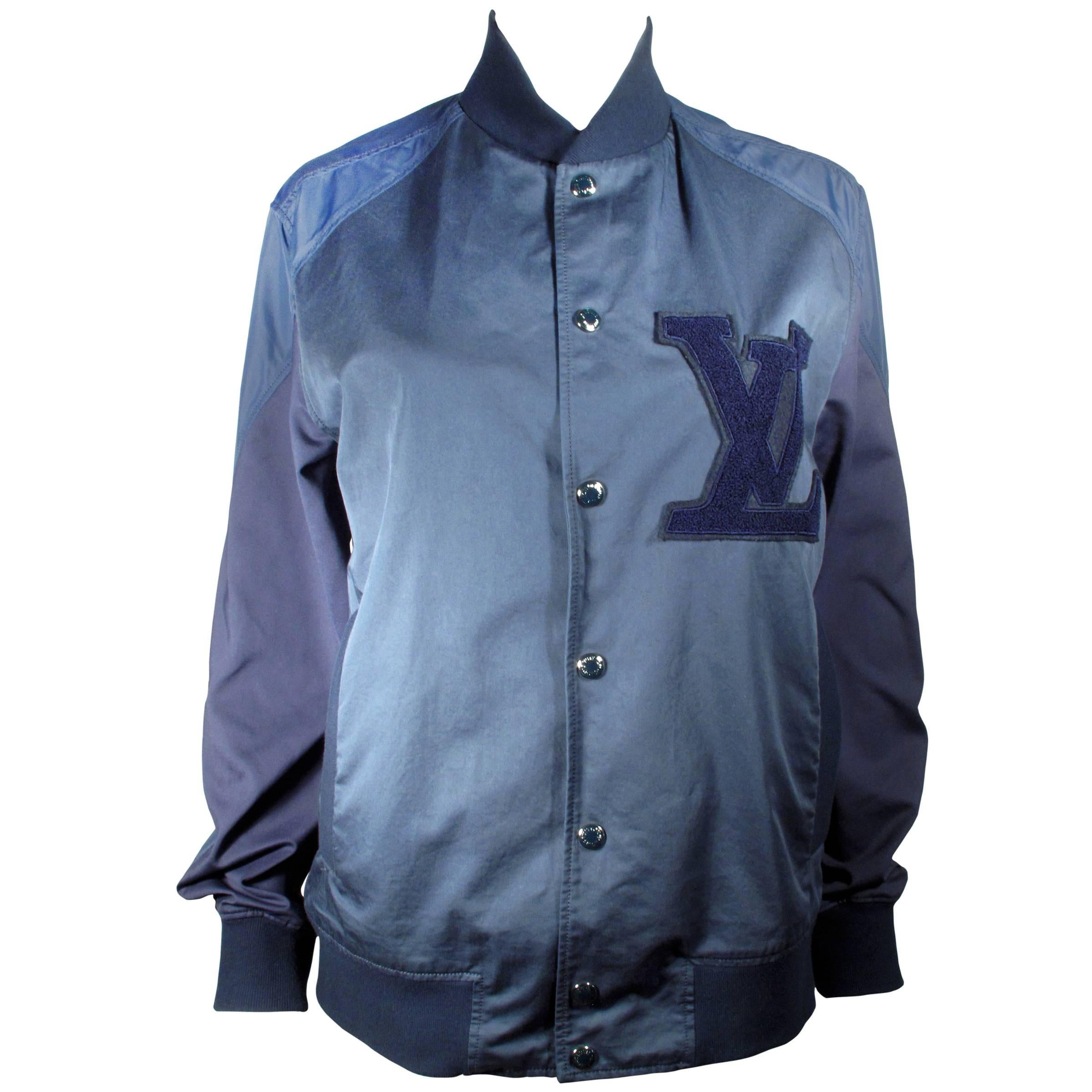 Louis Vuitton Baseball Jacket - Medium - 48 - Blue Monogram Logo Bomber
