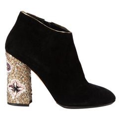 Dolce & Gabbana Women's Black Bejewelled Heel Ankle Boots