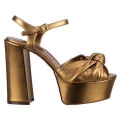 Dolce & Gabbana - Leather Plateau Pumps Sandals KEIRA Gold EUR 37