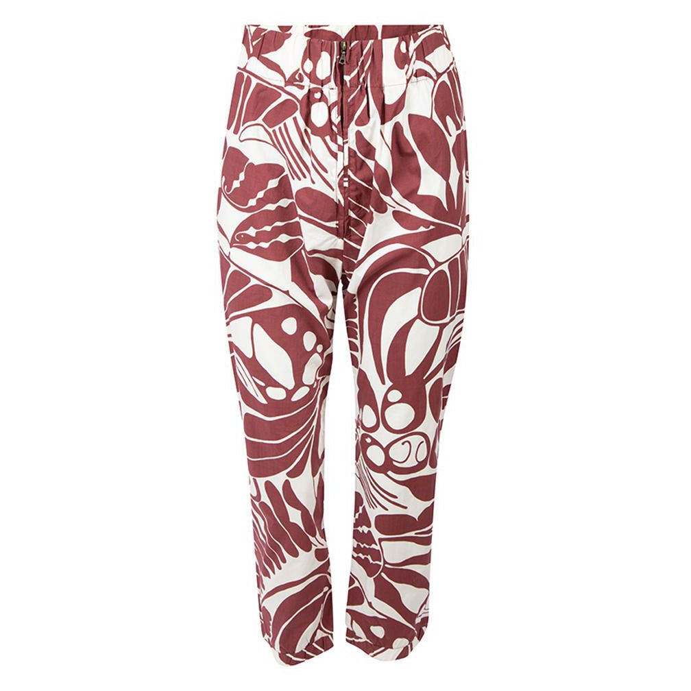 Marni Women's Maroon Printed Cropped Trousers For Sale