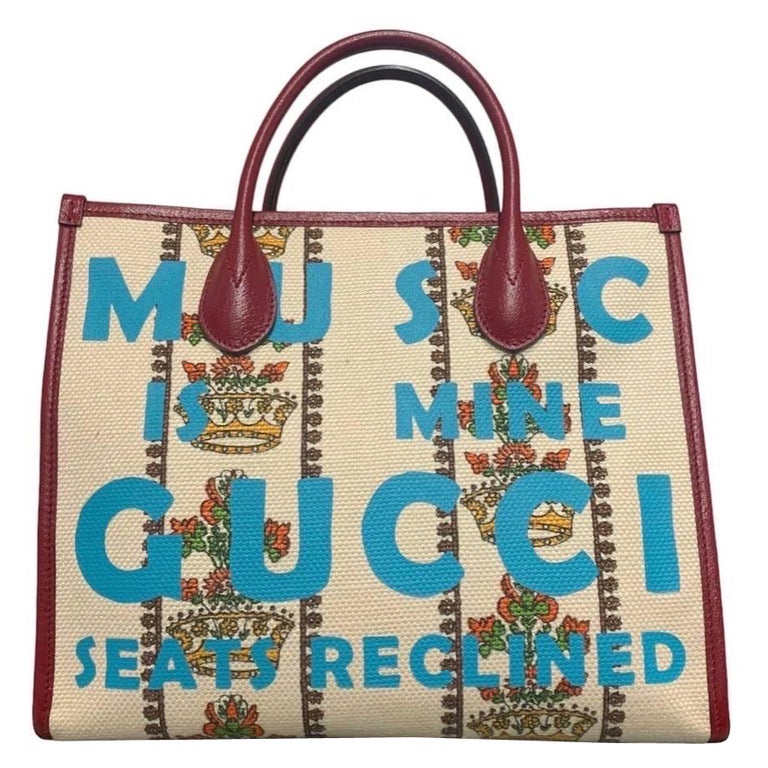 Gucci Tote Bag 100 Crown Tela Beige Limited Edition For Sale at 1stDibs