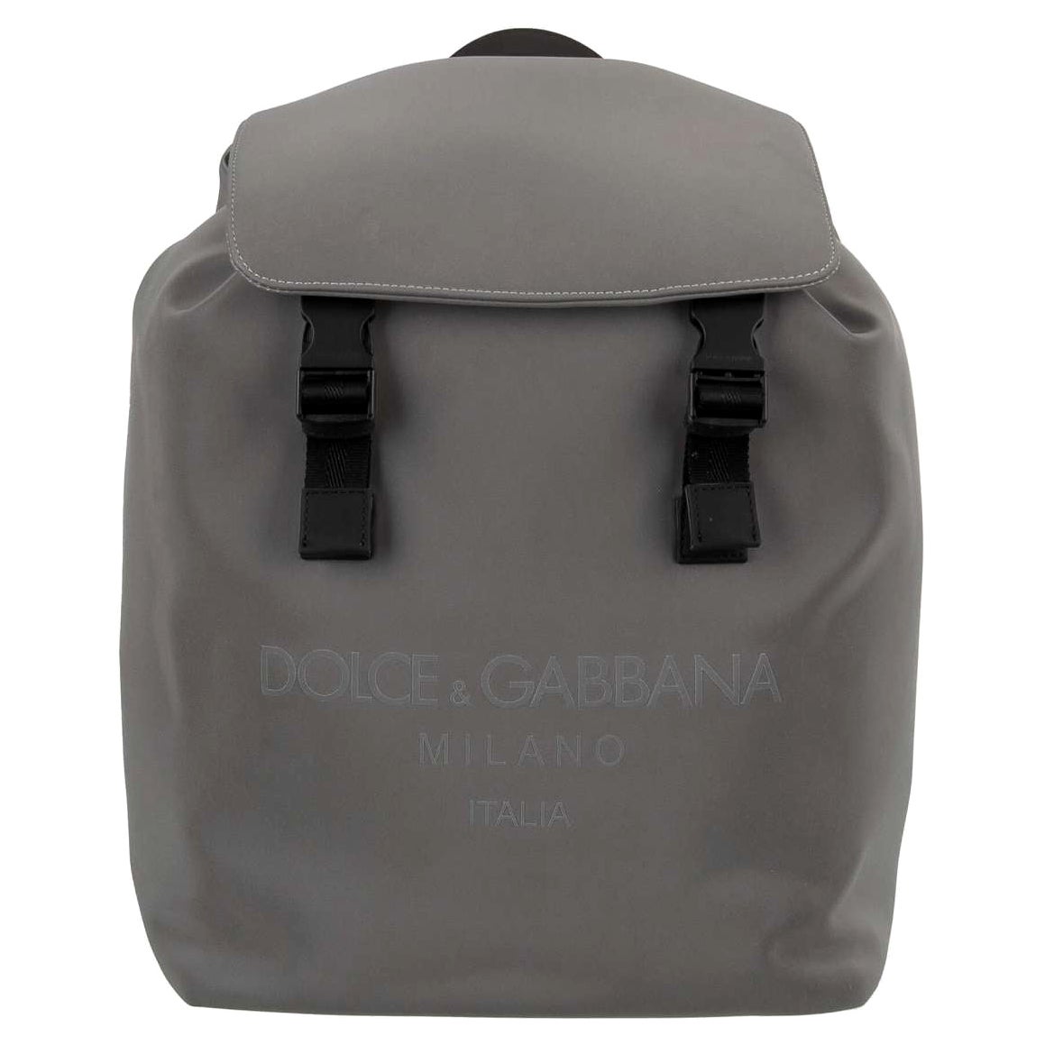 D&G - Canvas Backpack Palermo Reflector with Buckles, Drawstring and Logo Gray For Sale