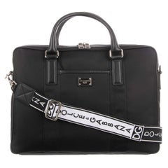 D&G - Nylon Laptop Briefcase with Leather Details and Logo Strap Black