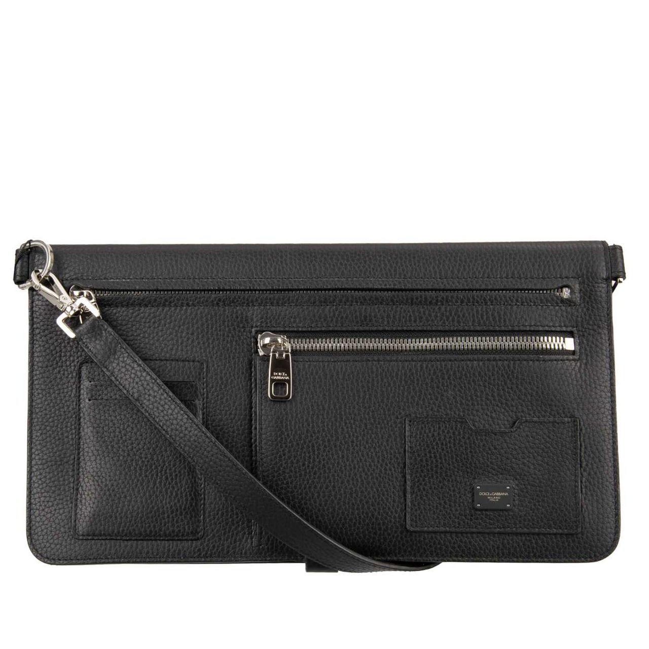 D&G - Foldable Dauphine Leather Crossbody Business Bag with Pockets Black  For Sale at 1stDibs