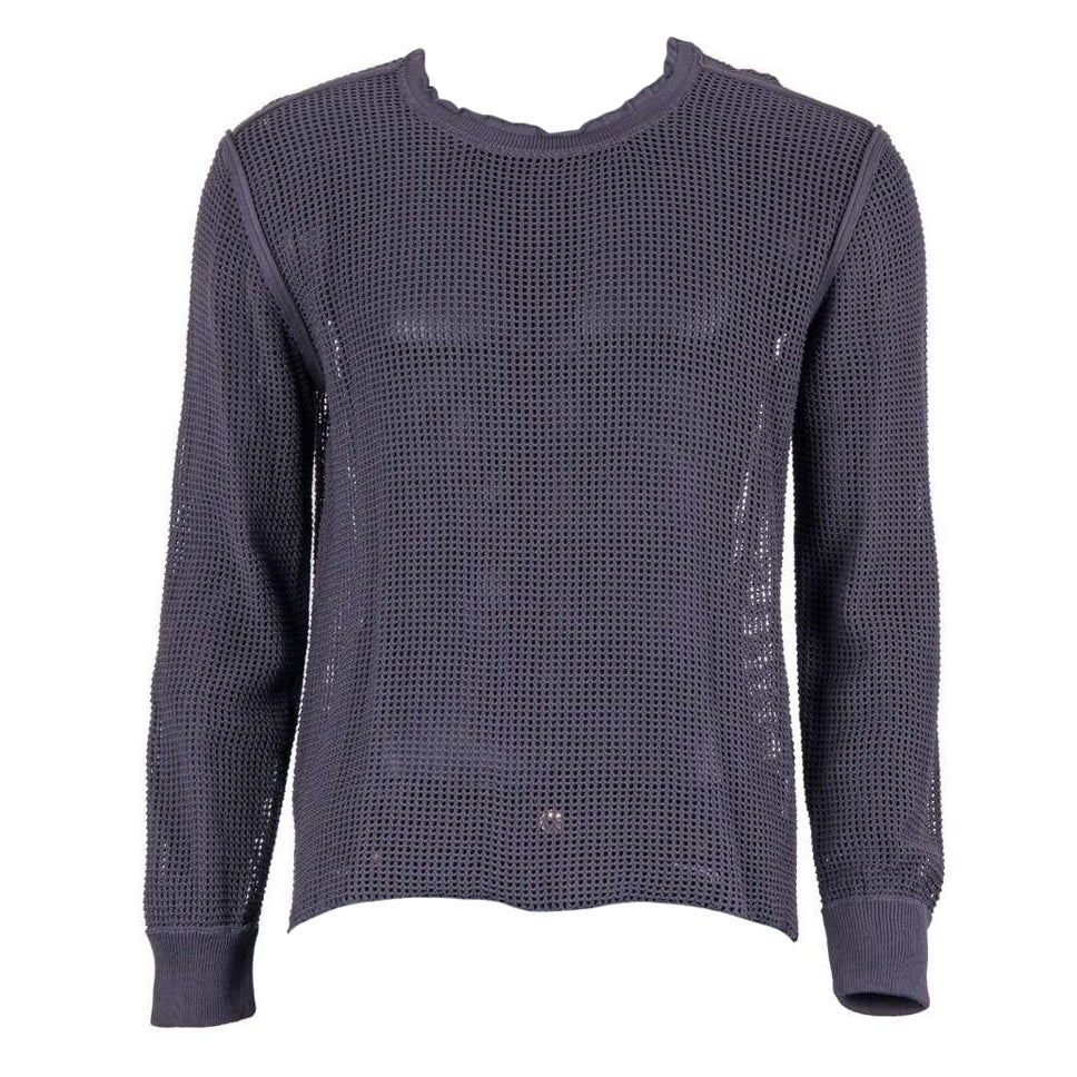 Dolce & Gabbana - Cotton Crewneck Net Sweater Gray 54 XL For Sale