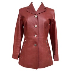 Hermes burgundy leather jacket 