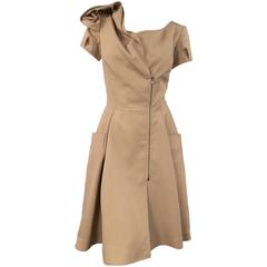 OSCAR DE LA RENTA Size 6 Beige Virgin Wool / Silk Short Embellished A Line Dress 12