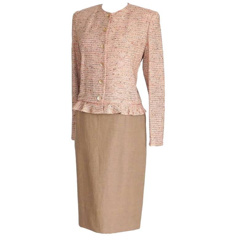 Emanuel Ungaro Fantasy Tweed Jacket Solid Skirt Suit  12 fits 10 New