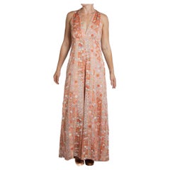 Vintage Morphew Collection Copper Coral Japanese Kimono Silk M/L Jumpsuit Master