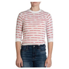 1960S White & Red Knit Yes No Shirt