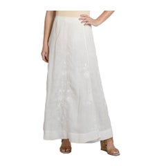Edwardian White Linen Hand Embroidered Skirt