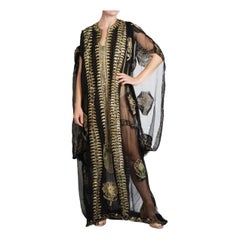 1970S Black & Gold Lamé Kaftan