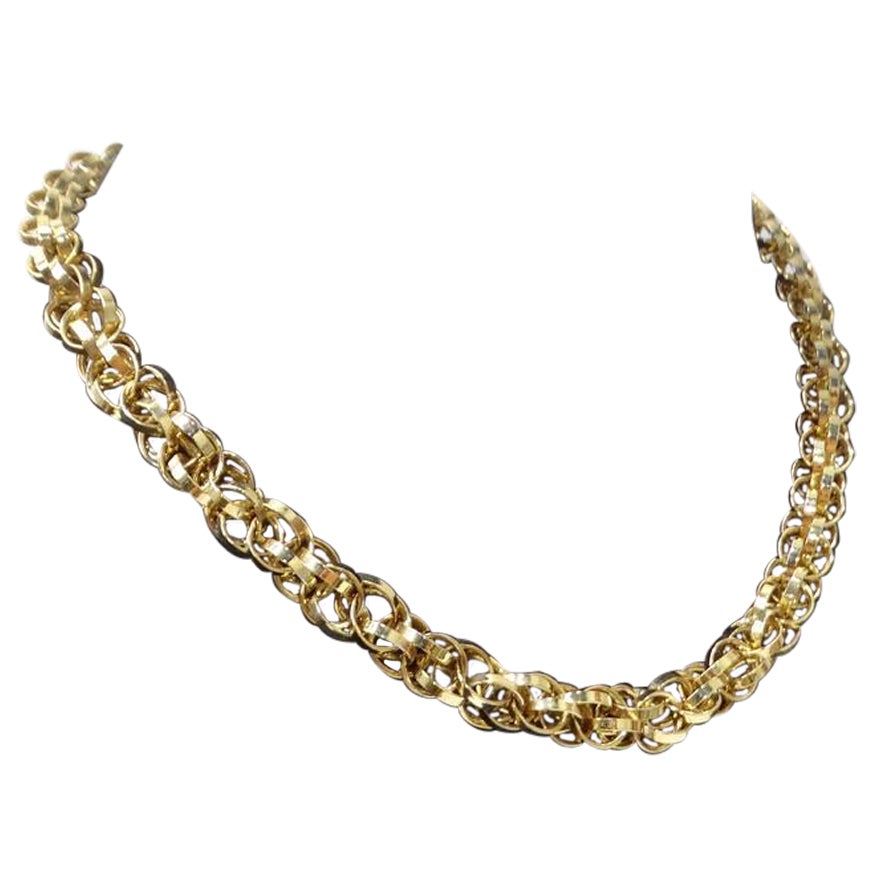 1980S 18K Gold Plated Rope Chain Choker Necklace For Sale