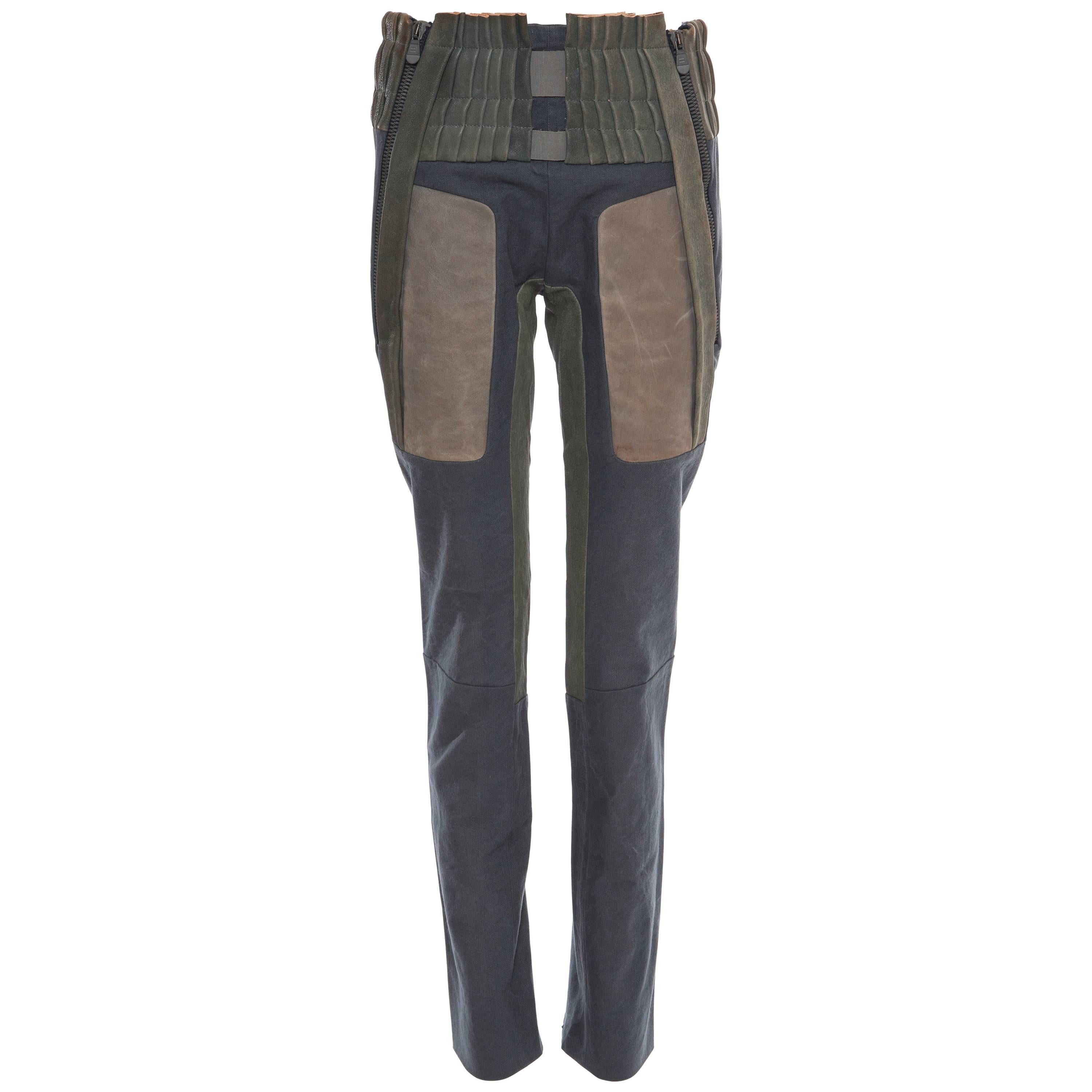  Nicolas Ghesquière For Balenciaga Runway Leather Moto Pants, Spring 2010 For Sale