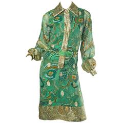 1960s Oscar De La Renta Gold Lamé Dress 
