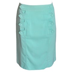 Givenchy Paris Skirt Mint Green Cotton Twill Sailor Front Casual Size 40