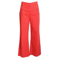 Emilio Pucci Pants High Waist Sailor Style Bell Bottoms Red Cotton Size 10 