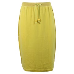 Sonia Rykiel Skirt Chartreuse Velour Beaded Cinch Ties Size S 