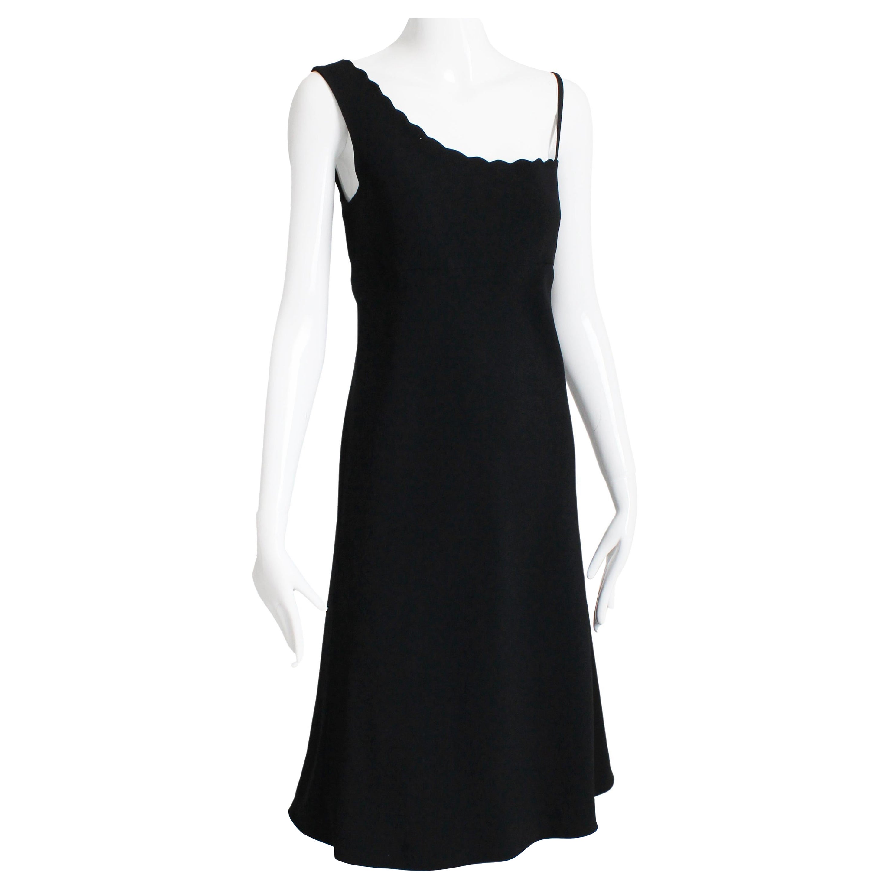 Sonia Rykiel Dress One Shoulder Scallop Collar Little Black Dress Vintage 90s 