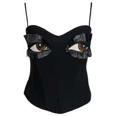 S/S 1990 Moschino Couture Vintage Eyes Bustier Corset Top