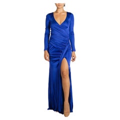 2000S Roberto Cavalli Electric Blue Jersey Gown