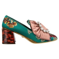 Dolce & Gabbana - Baroque Brocade Silk Bow Heel Pumps JACKIE Green Pink EUR 37