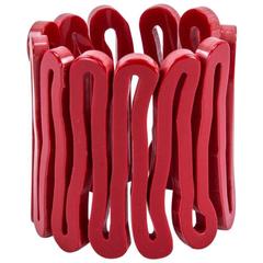 Large Red Celluloid Clamper Cuff Bracelet 2
