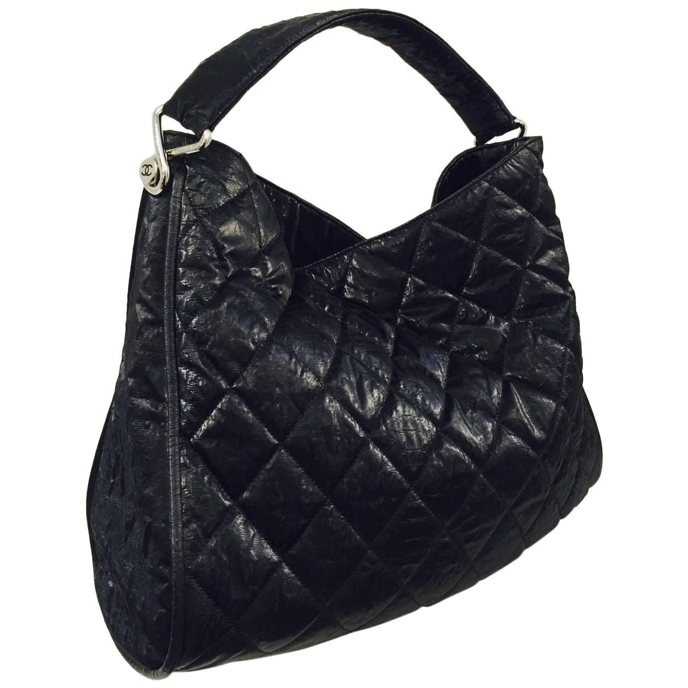 Chanel Black Quilted Coated Canvas Le Marais Large Hobo Bag Serial No.12339279 at 1stdibs