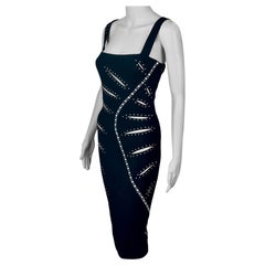 Versace F/W 2004 Runway Embellished Sheer Cutouts Studded Detail Evening Dress