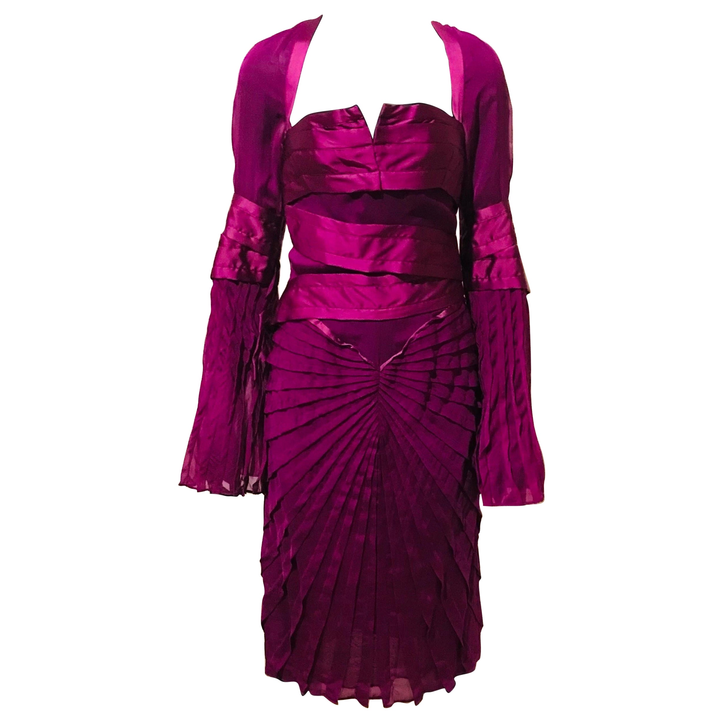 Final collection F/W look #27 Tom Ford for GUCCI magenta silk dress For Sale at 1stDibs image