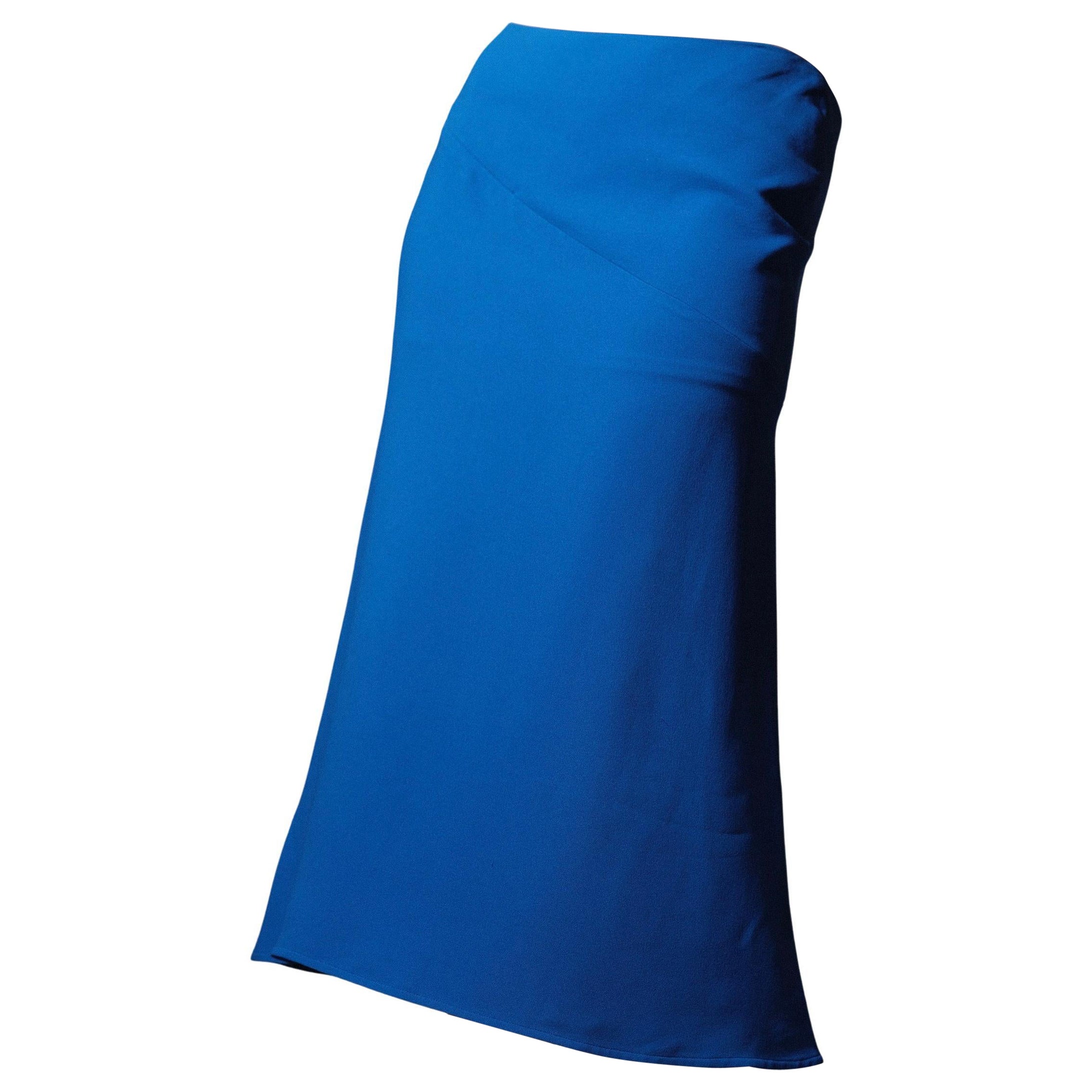 Hermès Silk Midi Skirt Cobalt Blue Sz 40 For Sale