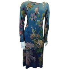 Etro Vintage Floral Print Midi Length Long Sleeve Shift Dress