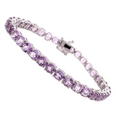 Rosa Amethyst-Tennisarmband aus 10 Karat Weißgold